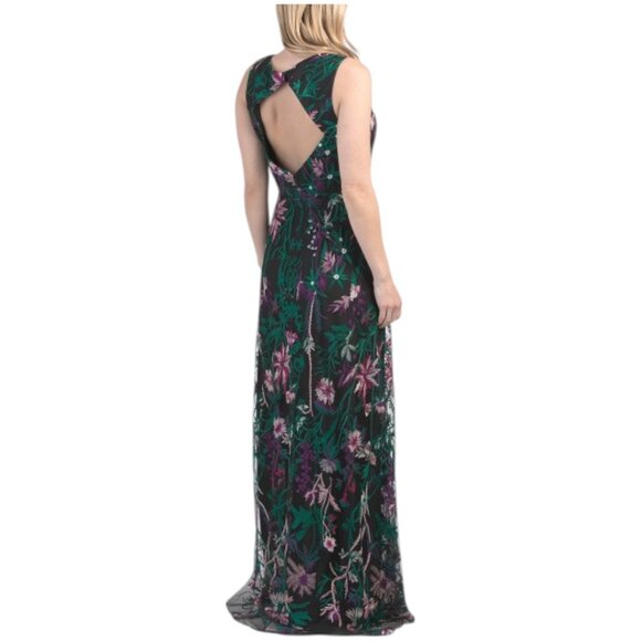 MARCHESA Keyhole Back Floral Gown - Picture 2 of 3
